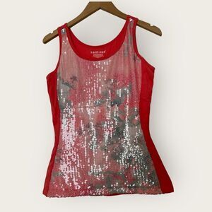 Teez Her orange sequins super grip tank top size Medium